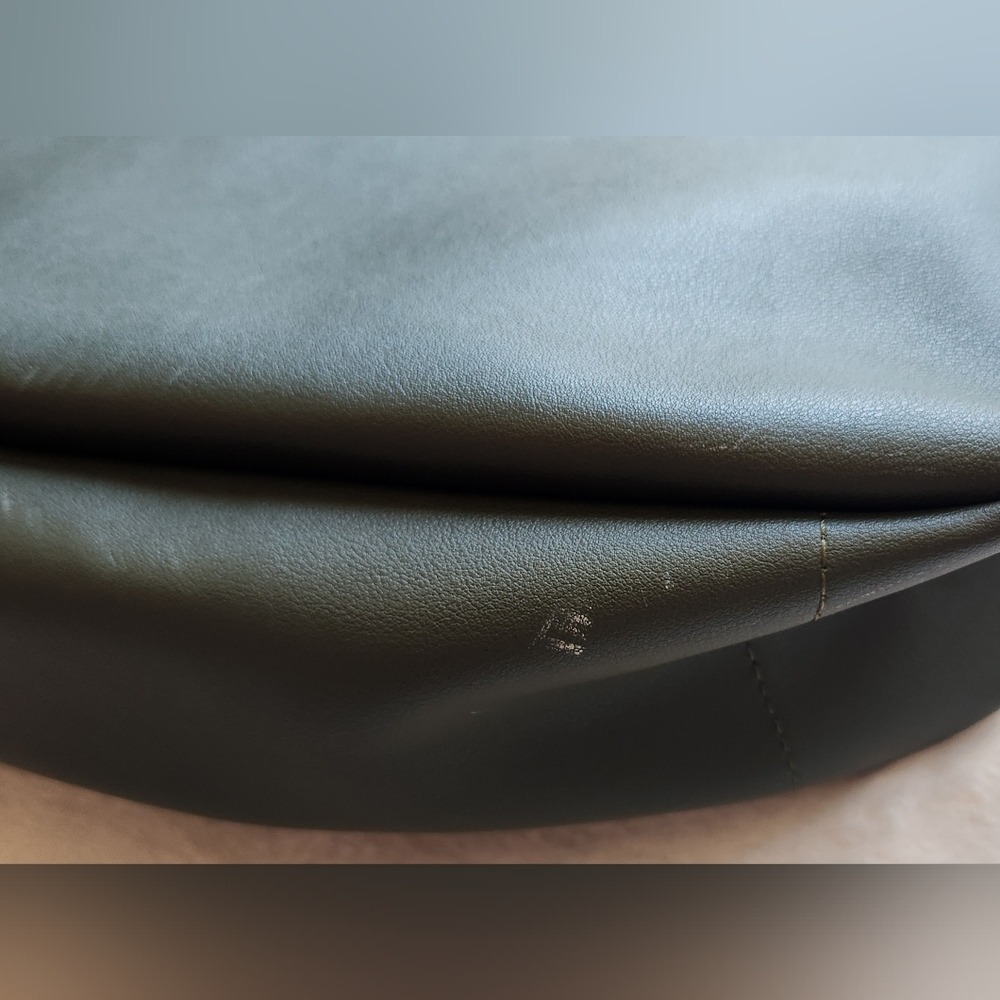 Neiman Marcus Green Shoulder Vegan Leather Bag with Modern Trapezoidal Design - Picture 8 of 13